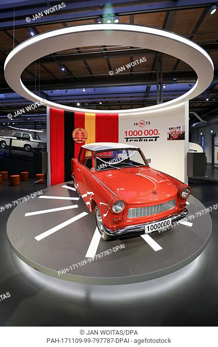 The one millionth manufactured Trabant car model is on display at the August Horch Museum in Zwickau, Germany, 9 November 2017