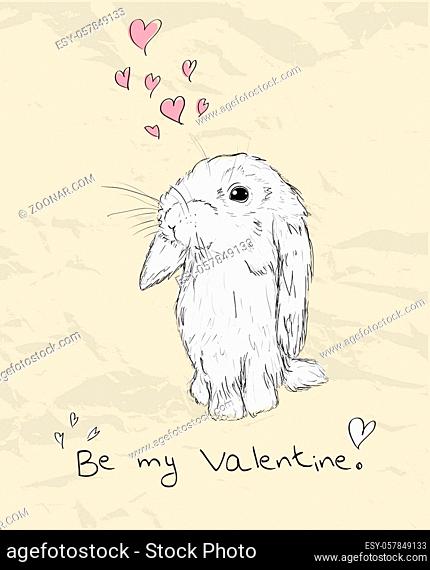 Vintage romantic card with cute animal. Vector illustration EPS8
