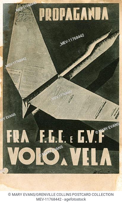 Postcard commemorating the opening of a new air route between Italy and France in 1935. This was in the 13th year of the 'Fascist era' in Italy (the 1st year...