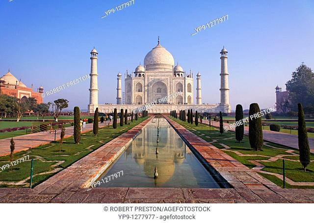 The Taj Mahal and reflection, Agra, Uttar Pradesh, India