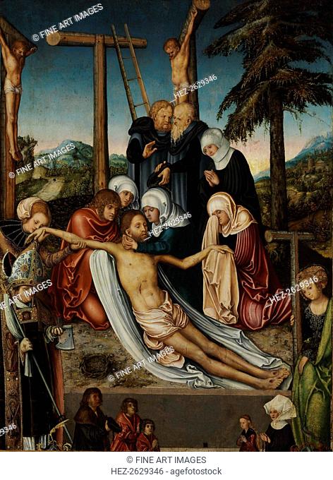 The Lamentation over Christ with Saints Wolfgang and Helena, c. 1525. Artist: Cranach, Lucas, the Elder (1472-1553)