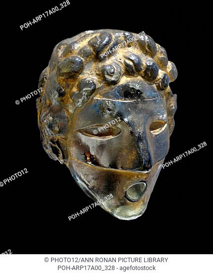Gold painted glass wall fountain mask by Henri Edouard Navarre (1885-1971) French artist who primarily works with glass. Dated 1937