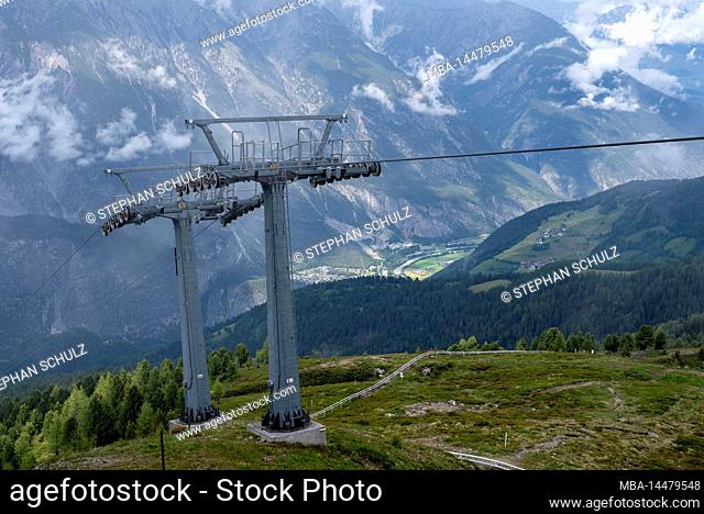 Venet mountain railroad, Krahberg, located on the European long-distance hiking trail E5, Zams, Tyrol, Austria