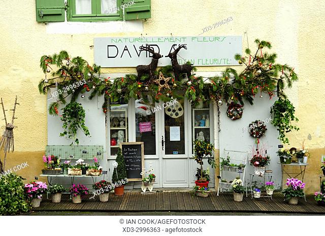 florist shop, Issigeac, Dordogne Department, Aquitaine, France