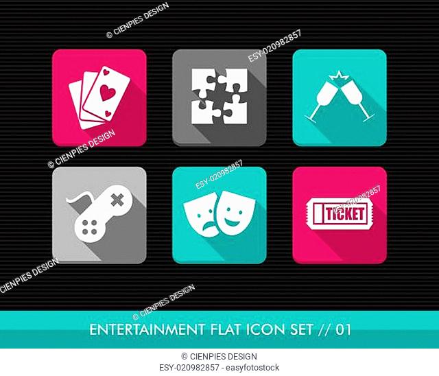 Entertainment flat icons set