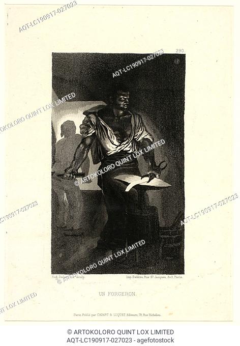 The Blacksmith, 1833, Eugène Delacroix, French, 1798-1863, France, Etching and aquatint in black on off-white wove paper, 158 × 95 mm (image)