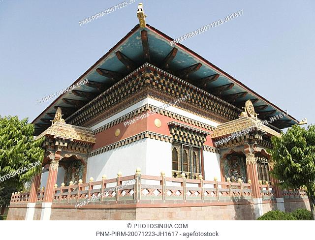 Low angle view of a temple, Bhutan Temple, Bodhgaya, Gaya, Bihar, India