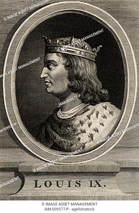 Louis IX known as St Louis 1215-70 a member of the Capetian dynasty, king of France from 1226  In 1249 on the 6th Crusade Louis was captured and was ransomed in...
