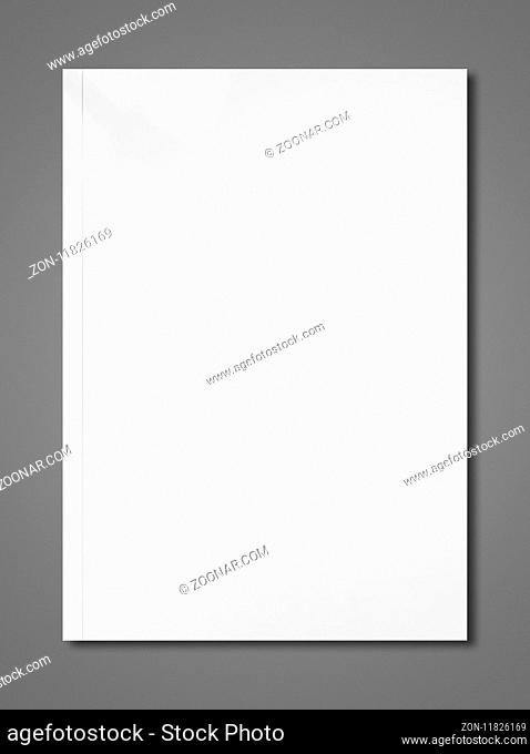 White booklet cover isolated on dark grey background, mockup template