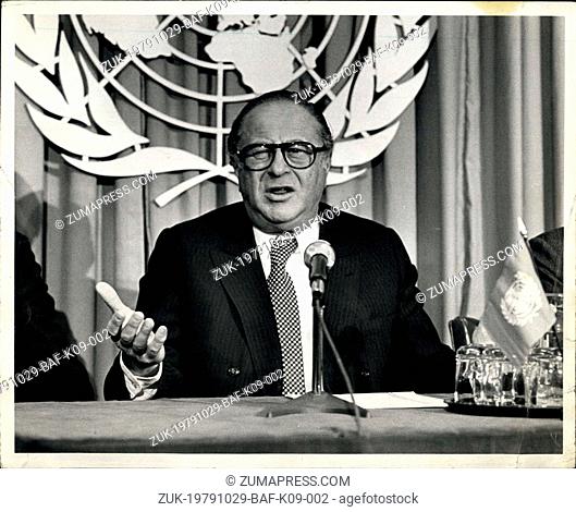 Oct. 29, 1979 - The United Nations, New York City. 10-29-79. Australian chancelor Bruno Kreisky visited the United Nations today