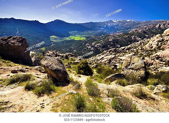 Sierra de Guadarrama from La Pedriza Regional Park Cuenca Alta del Manzanares Madrid Spain