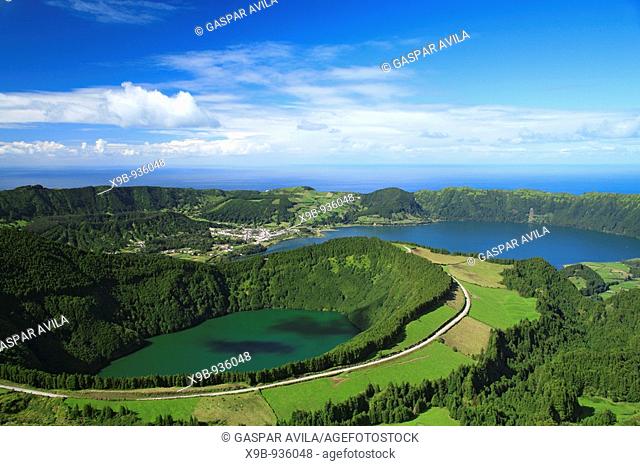 Sete Cidades crater and Santiago lake  Sao Miguel island, Azores islands, Portugal