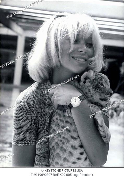 Aug. 07, 1969 - Mireille Darc with a Leopard Cub (Credit Image: © Keystone Press Agency/Keystone USA via ZUMAPRESS.com)
