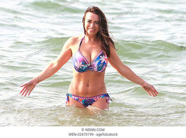Kelly from Essex enjoys a lunch beak dip in the sea at Chalkwell Beach Essex ON A HOT AUTUMNAL DAY. Featuring: Kelly from Essex Where: Chalk Well Beach