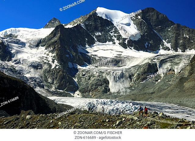 Kessel des Moiry-Gletscher und die Gipfel der Pointes de Mourti, Walliser Alpen, Schweiz / Moiry glacier cirque and Mt. Pointes de Mourti, Pennine Alps