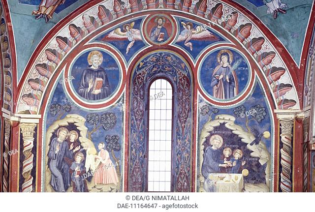 Stories of St Benedict, Christ, Angels and Saints, 13th century frescoes by the Second Collaborator of Consolo or Magister Consolus