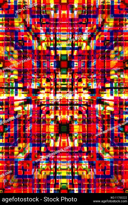 Complex abstract three dimensional grid pattern