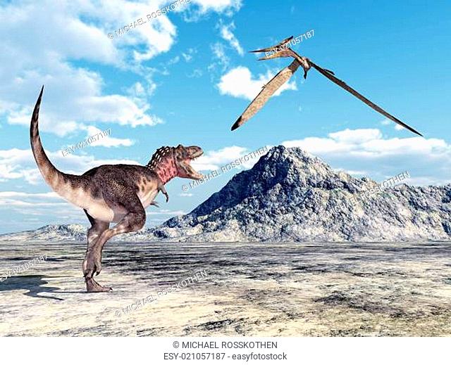Tarbosaurus und Pteranodon