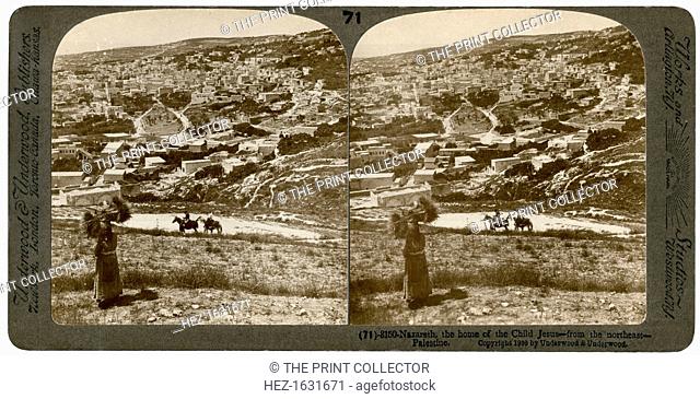 Nazareth, as seen from the north-east, Palestine, 1900. From a series called Travelling in the Holy Land Through the Stereoscope, by Jesse Hurlbut
