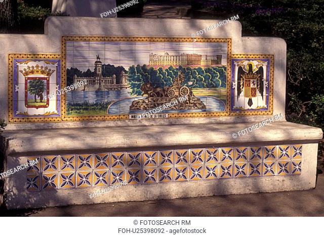 Mobile, AL, Alabama, Spanish Plaza, bench made of decorated ceramic tiles