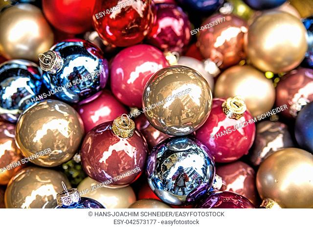 Christmas balls at a christmas market