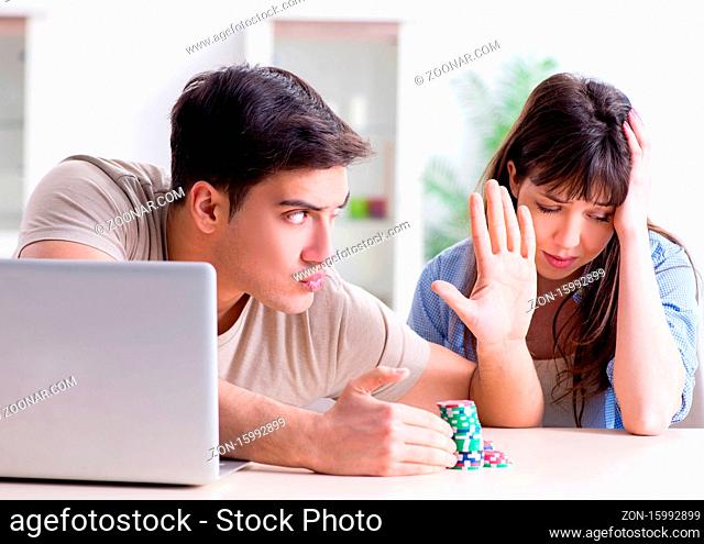 The young family losing money in online casino