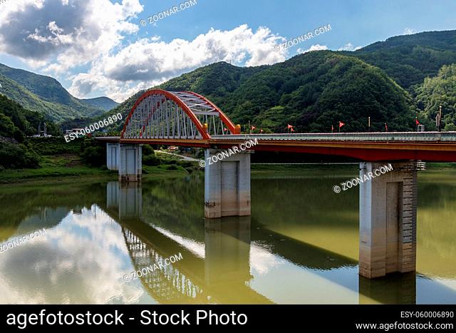 Panorama of large Danyang Bow Bridge. Danyang, North Chungcheong, South Korea