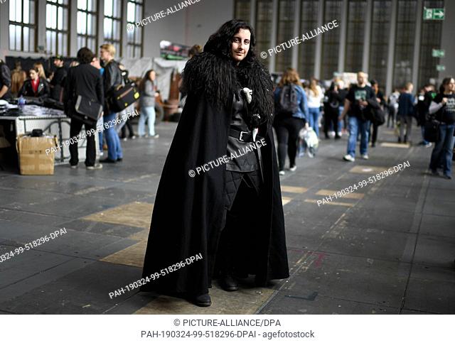23 March 2019, Berlin: Ramona wears the costume of the character ""Jon Schnee"" at the ""Walker Stalker Con"" in the Messe Berlin