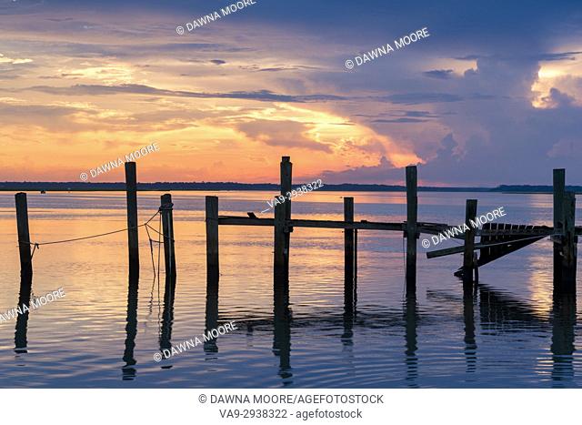 Beautiful Sunset at the Old Shrimp Boat Dock, Amelia Island, Florida