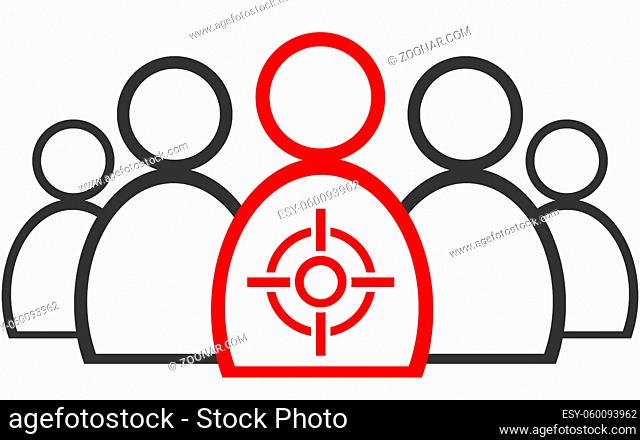 Target icon aim with people sign, 3D rendering