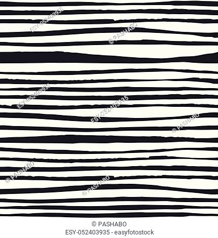 Black Brush lines. Seamless pattern. Black hand drawn bold lines on White background