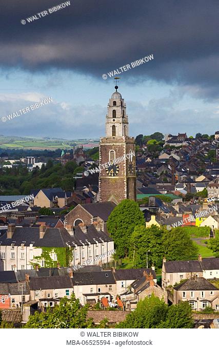 Ireland, County Cork, Cork City, elevated city view with St. Anne's Church, dawn