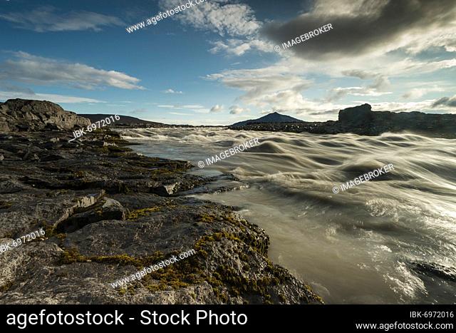 Rapids, raging glacial river Jökulsá á Fjöllum, Icelandic highlands, Iceland, Europe