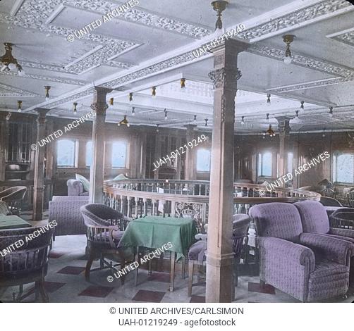 The maiden voyage of the Titanic - interior - luxury lounge. 10. April 1912. Carl Simon Archive