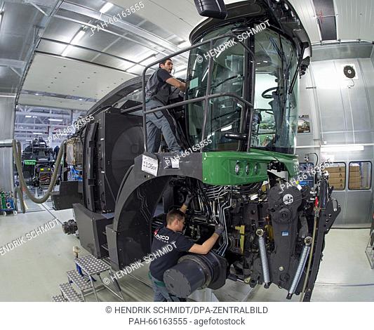 AGCO GmbH employees assemble the Katana model in the production hall for corn choppers by Fendt in Hohenmoelsen,  Germany, 25 February 2016