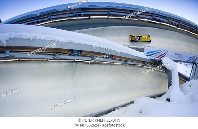 German bobsledders Francesco Friedrich and Thorsten Margis during the men's doubles at the Bobsled World Cup in Schoenau am Koenigssee, Germany, 28 January 2017