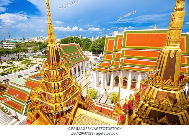 View over Loha Prasat Wat Ratchanatdaram temple, Bangkok