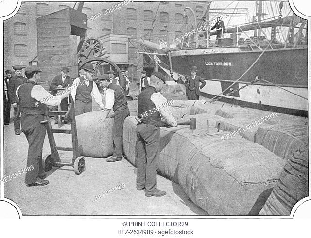 Tallying wool bales at London Docks, c1900 (1901). Artist: Unknown