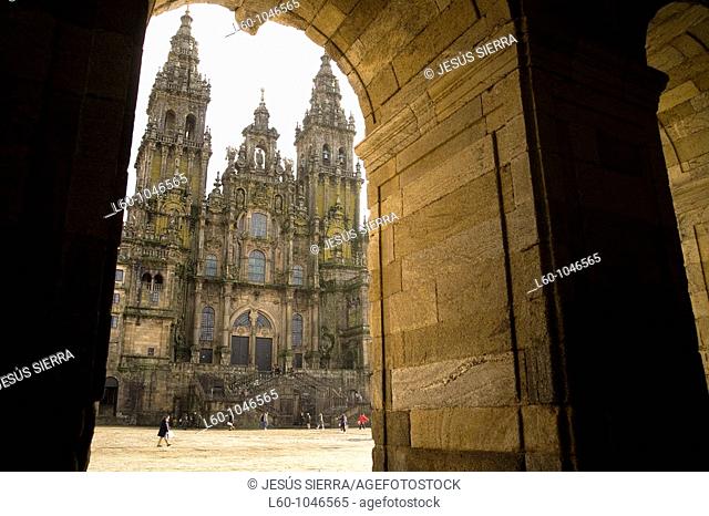 Plaza del Obradoiro and Cathedral  Santiago de Compostela  Galicia  Spain