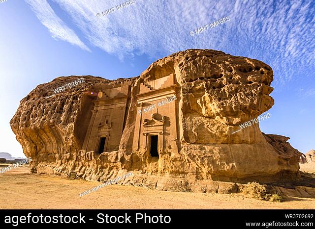 Hegra, also known as Mada’in Salih, or Al-?ijr, archaeological site, Nabatean carved rock cave tombs