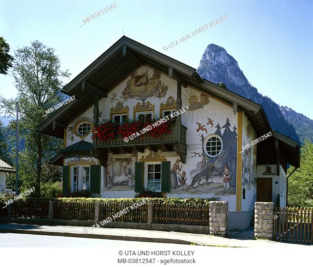 Germany, Bavaria, head bunting district,  Ettaler street, Little Red Ridinghood house,  Upper Bavaria, development rock, passion game place, residence, House