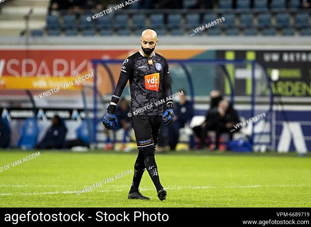 Gent's goalkeeper Sinan Bolat looks dejected during a soccer match between KAA Gent and Royal Antwerp FC, Sunday 30 January 2022 in Gent