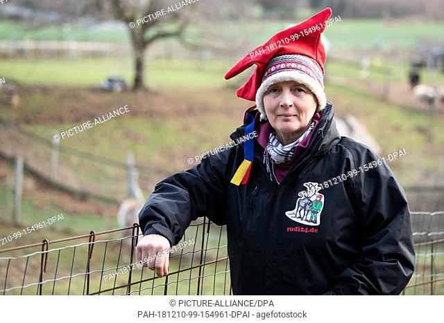 05 December 2018, Lower Saxony, Wulften: Barbara Küppers, operator of the rental ""Reindeer on tour"", leans against a pasture fence