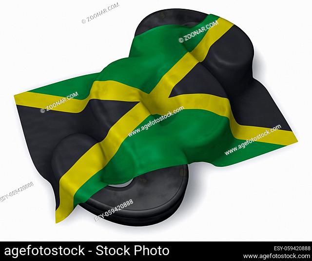 flagge von jamaica und paragraphsymbol - 3d illustration