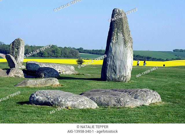 The prehistoric standing stone circle of Stonehenge, dating from between 3000 and 2000BC, Wiltshire, England