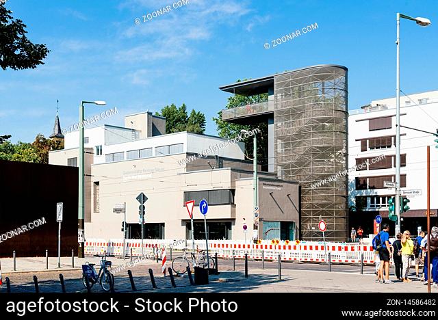 Berlin, Germany - July 28, 2019: Berlin Wall Memorial in Bernauer Strasse with Ackerstrasse. The Berlin Wall Memorial is the central memorial site of German...