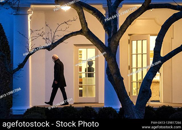 President Joe Biden departs the White House for a weekend trip to Camp David, in Washington, DC on Friday, February 12, 2021