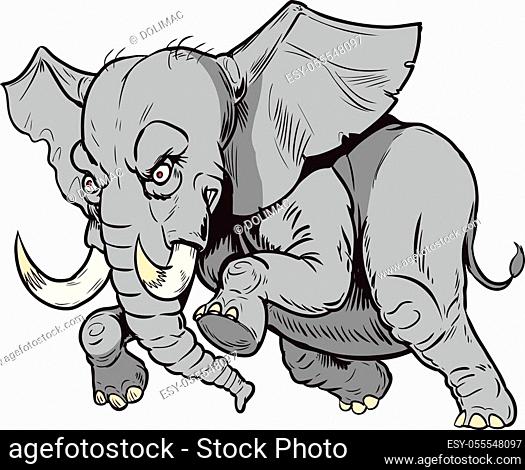 Angry elephant cartoon Stock Photos and Images | agefotostock