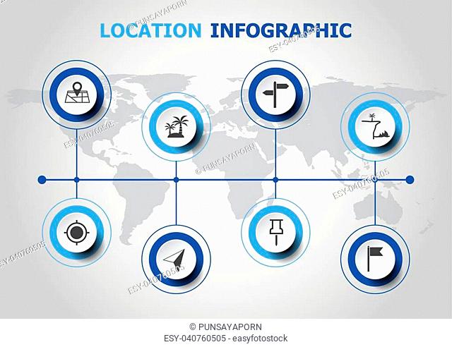 Infographic design with location icons, stock vector