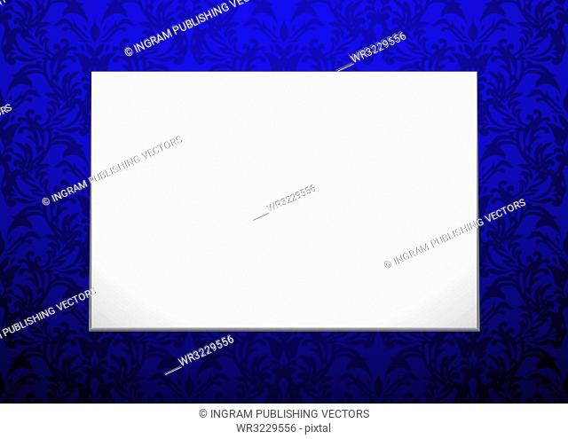 Modern blank white canvas on a floral purple wallpaper background